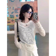 官图 天丝罗纹110克韩系正肩薄款设计防晒罩衫长袖t恤上衣