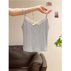 甜美风减龄蕾丝边蝴蝶结拼接吊带背心女2026夏季新上款小个子吊带