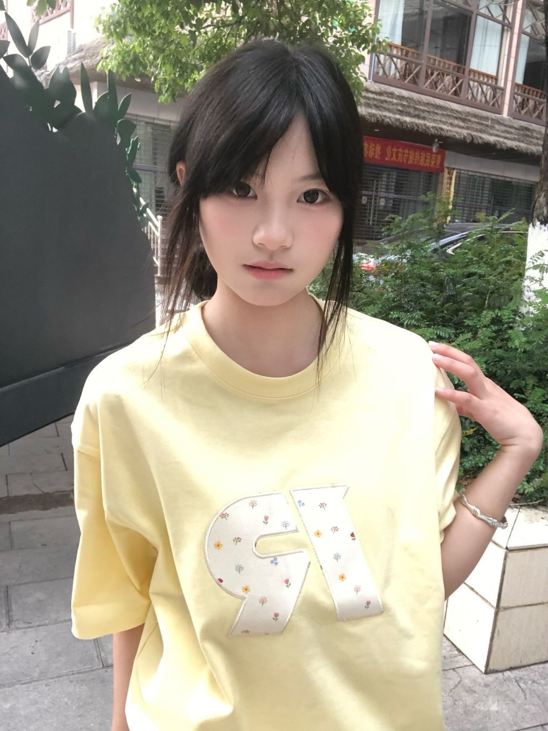 정가 자수 패치 순면 220 그램 빗질하다 닫기 반팔 티셔츠 여성