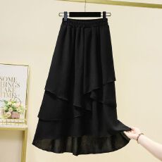 批发<b class='q'>大码</b>女装夏季胖mm时尚潮搭休闲舒适宽松肌理感棉麻不规则半身裙