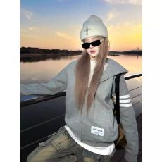 批发纯棉华棉复牛奶丝薄款<b class='q'>卫衣</b> 原版做工<b class='q'>拉链</b>有内抽 刺绣布标