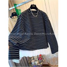 批发大码女装300斤  广州原版色织棉<b class='q'>蕾丝</b>花边假两件长袖T恤宽松<b class='q'>上衣</b>女