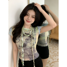 批发高质量韩国网】小小众甜酷辣妹印花潮流炸街<b class='q'>短袖</b>T恤夏季新款