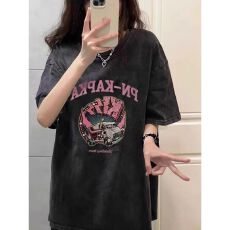 批发夏季潮牌美式复古洗水做旧短袖<b class='q'>t</b><b class='q'>恤</b>女