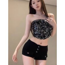 批发【非实拍】复古修身扣子牛仔短裤女辣妹<b class='q'>韩版</b>高街热裤显瘦裤潮