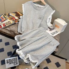 批发蕾丝花边<b class='q'>运动服</b>风时尚套装女2026夏季<b class='q'>新款</b>小个子短裤两件套