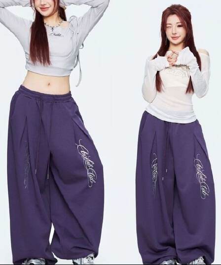 스트리트 댄스 트롤 춤 조수 브랜드 오래된 돈 액체 뜨거운 은 봄 여름 새로운 운동 웃음 하 핫걸 춤추기 버전 캐주얼 긴 바지