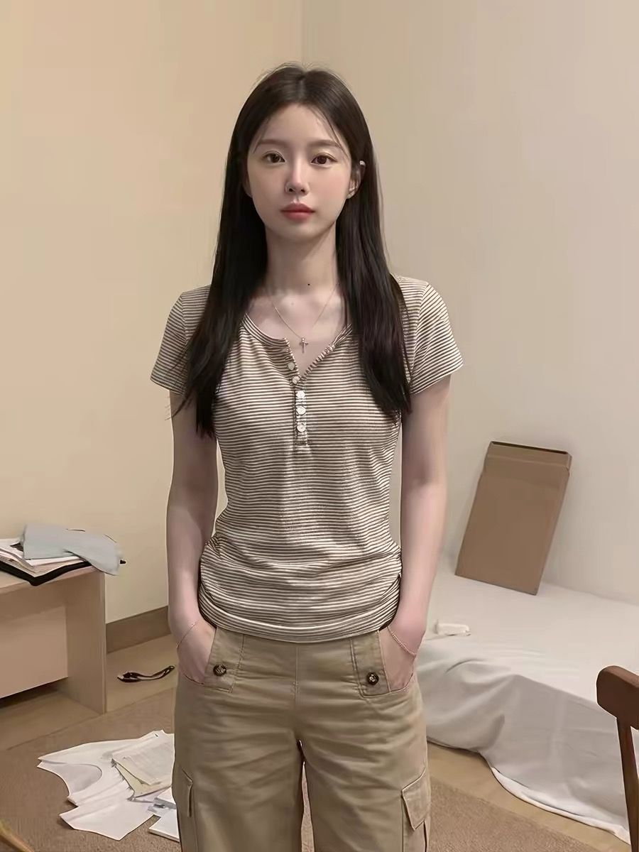 정가 광저우 원단 230 크 65 면 30 폴리에스터 섬유 5 암모니아 Lun 반팔 티셔츠 여성