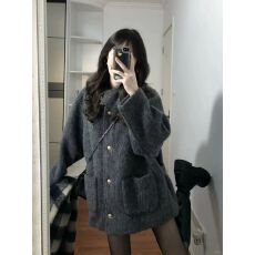 批发送立体标 秋冬学院风毛呢大衣外套女2026保暖小众<b class='q'>新款</b>宽松上衣