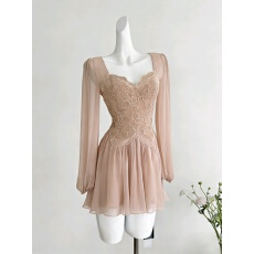 批发Hotdog 热狗很辣【蕾恋茶歇】纯欲风性感蕾丝<b class='q'>连衣裙</b>气质显瘦裙子