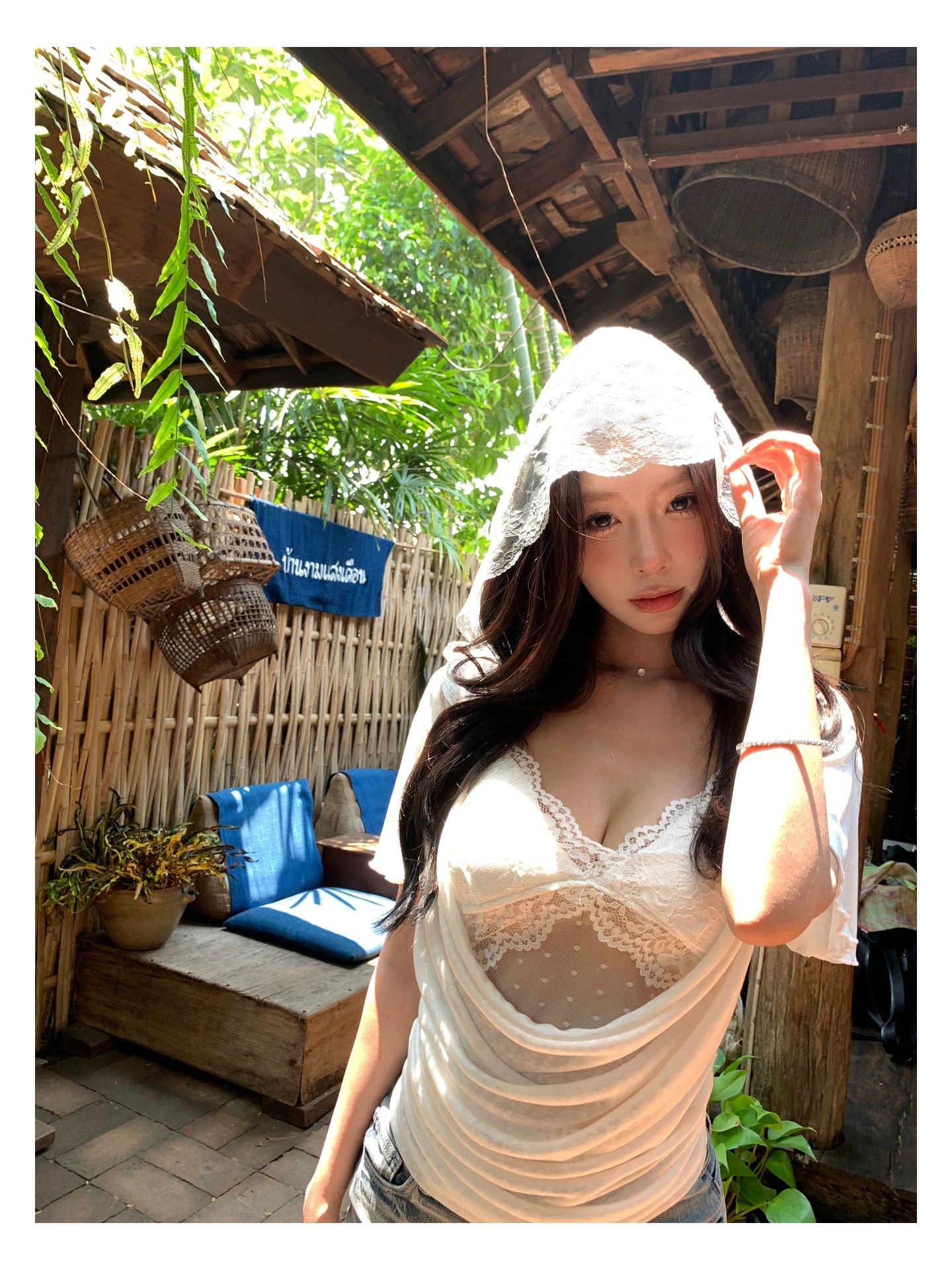 레이스 조각 슬립 흔들다 칼라 티셔츠 여성 작은 대중 아니요 명중 섹션 힙 Pleat 후드 맨위
