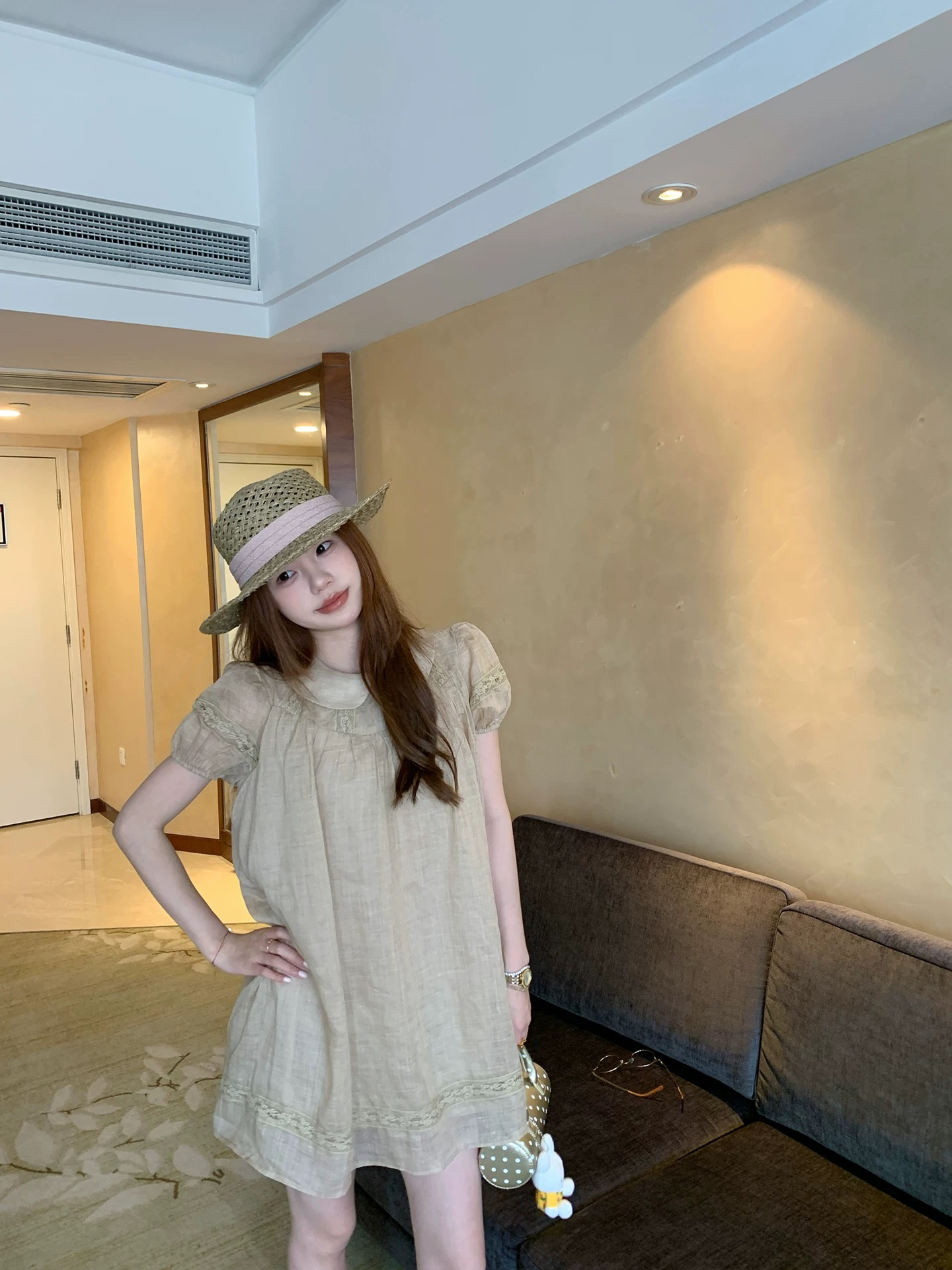 ffshu 둥근 얼굴 柒 5 월 31 일 20 점 판매 여름 루즈핏 달콤함 인형 그룹 반팔 드레스