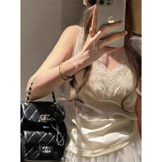 批发秋冬季法式蕾丝V领金丝绒小吊带背心女士性感美背内搭打底衫上衣