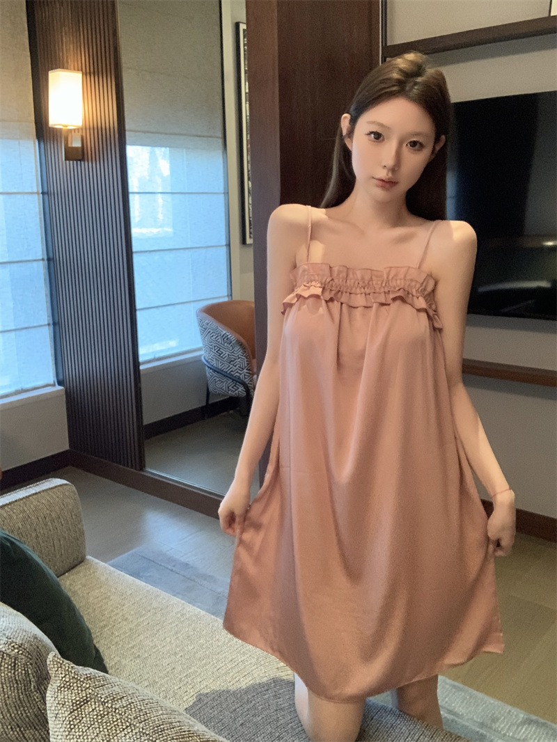 FA28543# 冰丝睡衣女薄款高级感纯欲风性感吊带睡裙家居服新款 服裝批發女裝批發服飾貨源