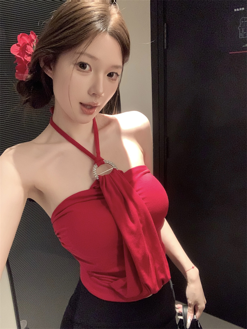 실사 아니요 가격 인하 행침 목 튜브탑 주름 작은 조끼 품격 핫걸 오프숄더 슬림해 보이는 작은 대중 다용도 맨위 여성