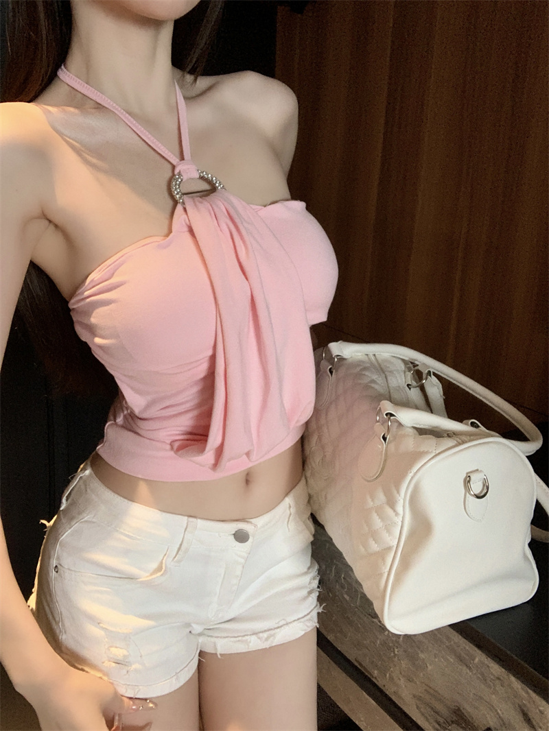 실사 아니요 가격 인하 행침 목 튜브탑 주름 작은 조끼 품격 핫걸 오프숄더 슬림해 보이는 작은 대중 다용도 맨위 여성