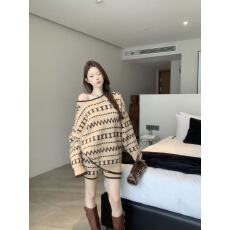 实拍不减价 圆领毛衣套装女加厚复古慵懒宽松休闲针织短裤两件套