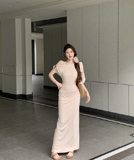 실사 아니요 가격 인하 베를린 아름다움 프랑스식 오프숄더 맨위 반신 스커트 세트 드레스 루즈핏 투피스 세트