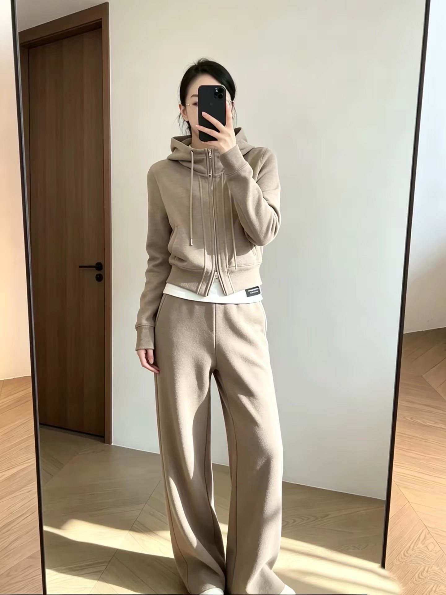 秋冬新款连帽上衣外套+阔腿裤套装女 服裝批發女裝批發服飾貨源