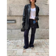 批发<b class='q'>韩国</b>原单假两件弹力微喇<b class='q'>牛仔裤</b>2色