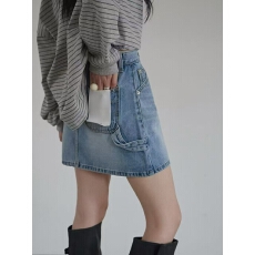 批发夏新款韩国<b class='q'>原</b><b class='q'>单</b>A字高腰牛仔短裙