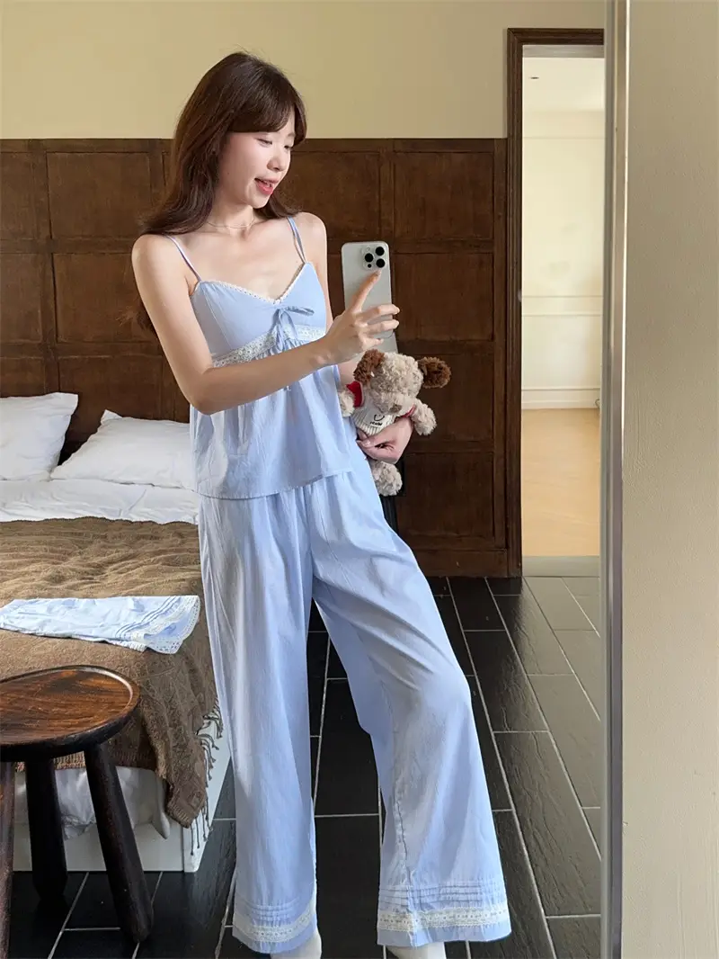 심플 레이스 테두리 홈웨어 세트 상세 이미지 4