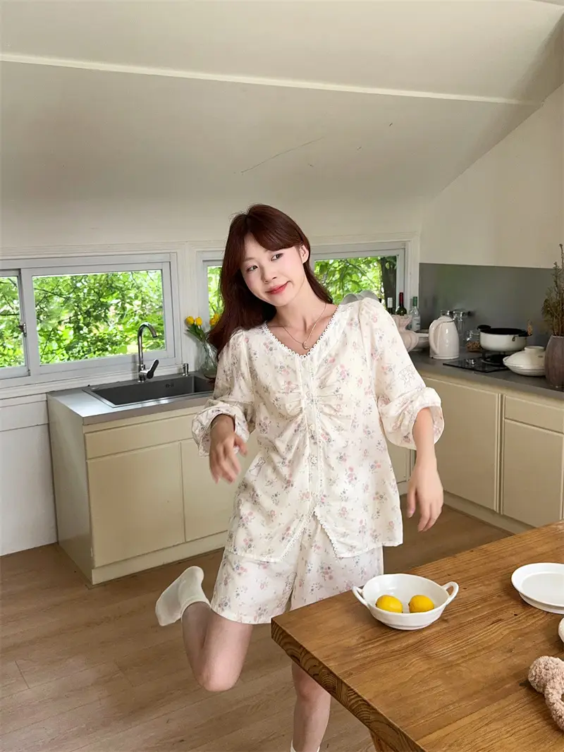 한국 스타일 레이스 소프트 홈웨어 세트 상세 이미지 4