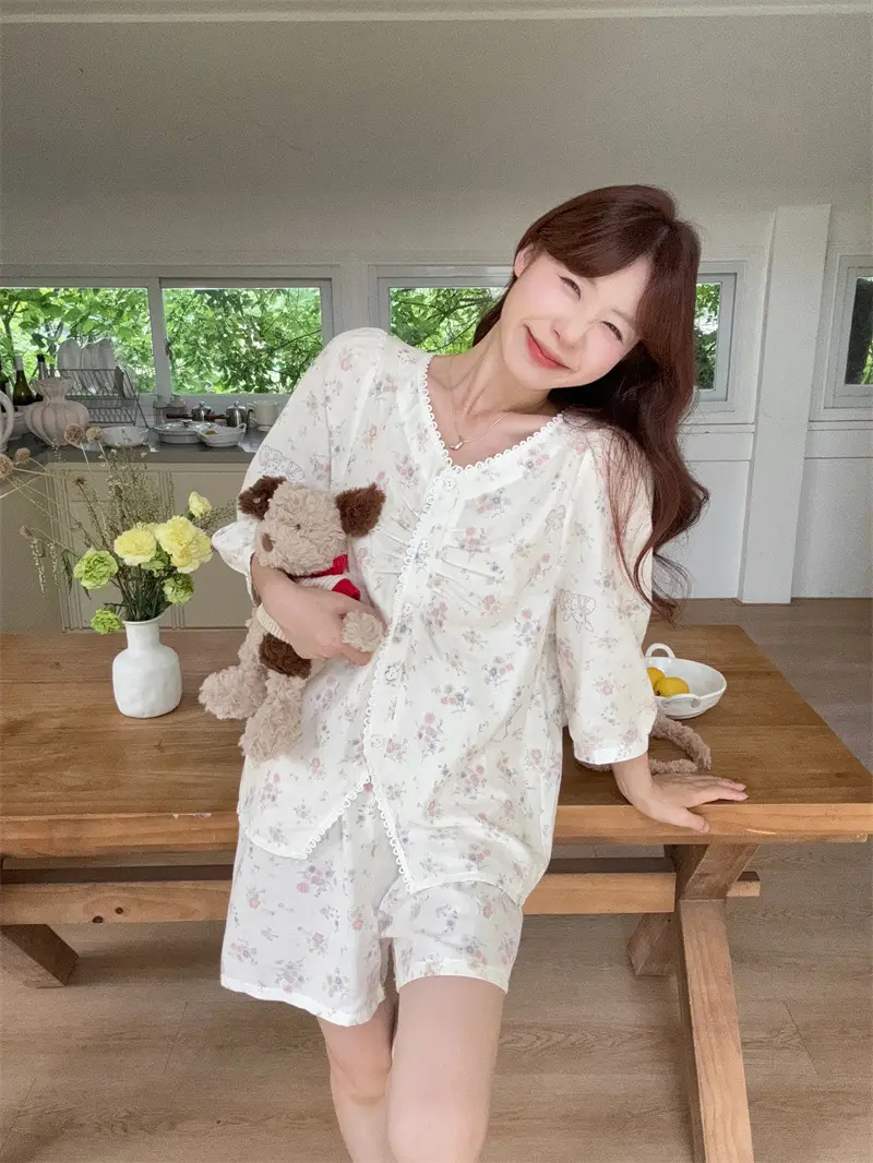 한국 스타일 레이스 소프트 홈웨어 세트 상세 이미지 6