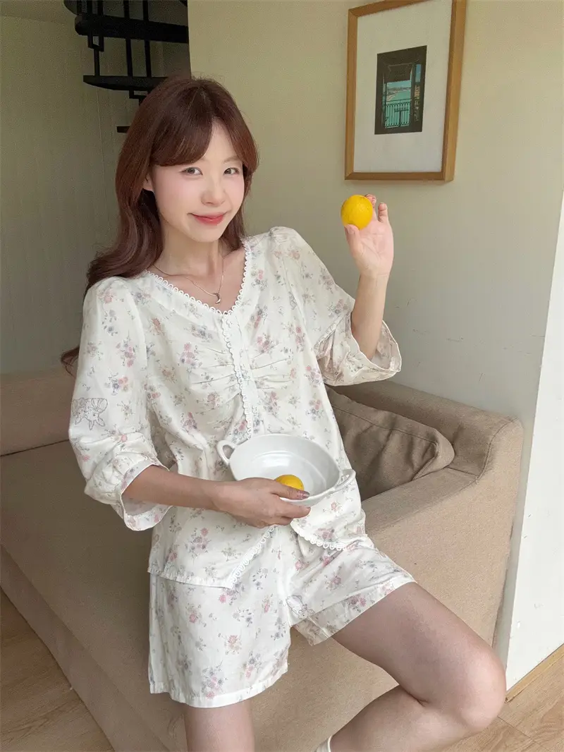한국 스타일 레이스 소프트 홈웨어 세트 상세 이미지 8