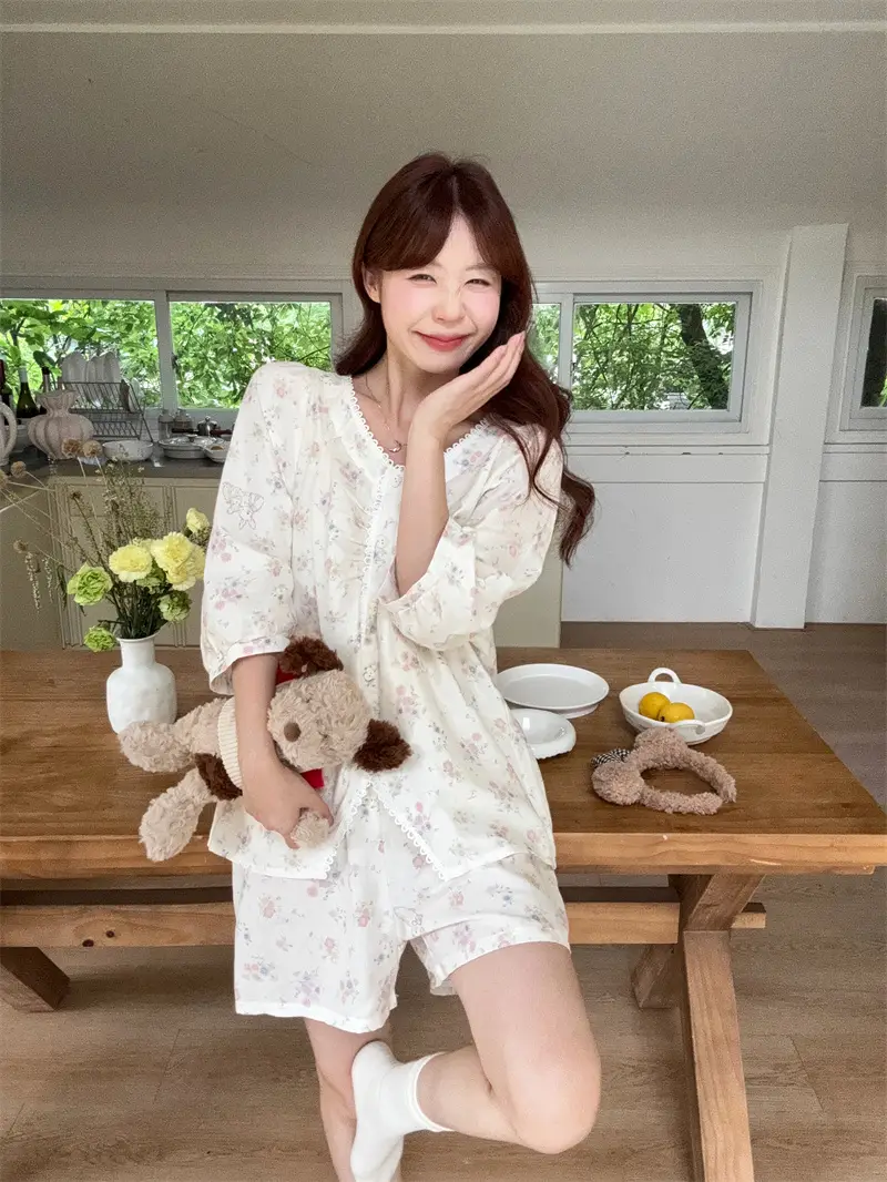 한국 스타일 레이스 소프트 홈웨어 세트 상세 이미지 10