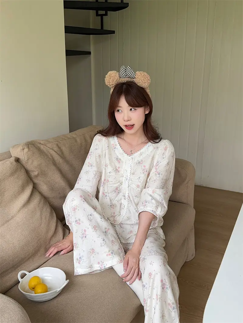 한국 스타일 레이스 소프트 홈웨어 세트 상세 이미지 11