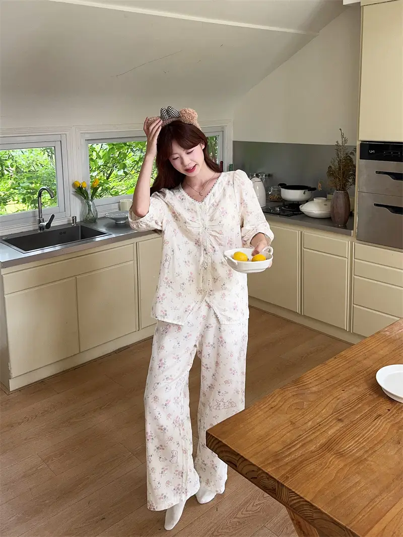 한국 스타일 레이스 소프트 홈웨어 세트 상세 이미지 12