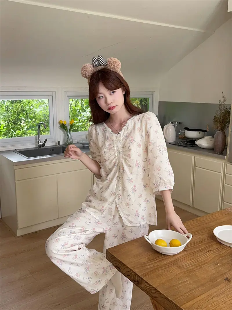한국 스타일 레이스 소프트 홈웨어 세트 상세 이미지 17