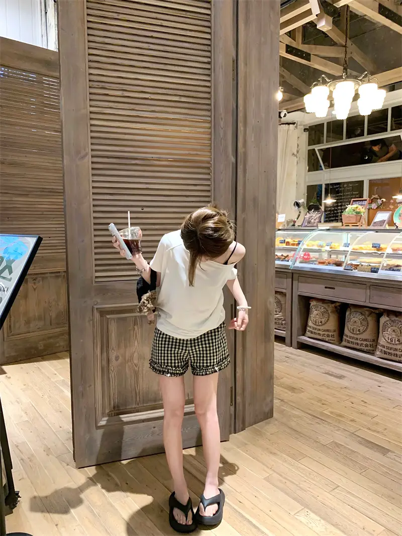 루즈핏 원숄더 오프숄더 반소매 티셔츠 상세 이미지 3