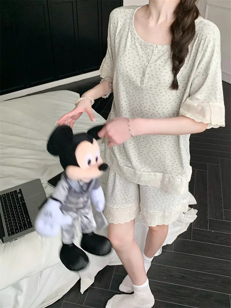 한국 스타일 소프트 플라워 홈웨어 세트 상세 이미지 6