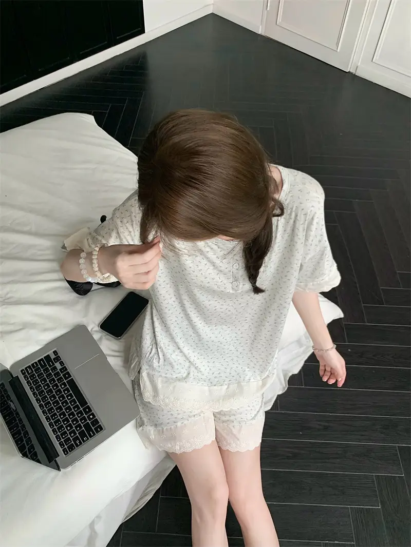 한국 스타일 소프트 플라워 홈웨어 세트 상세 이미지 7