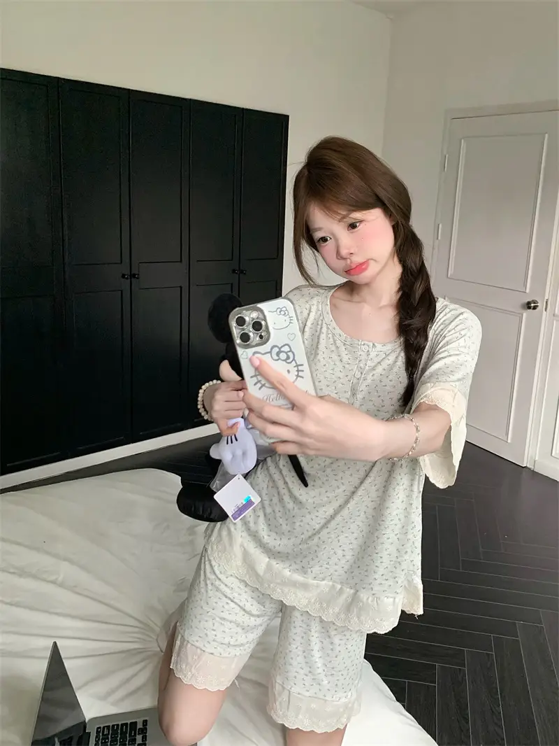 한국 스타일 소프트 플라워 홈웨어 세트 상세 이미지 8
