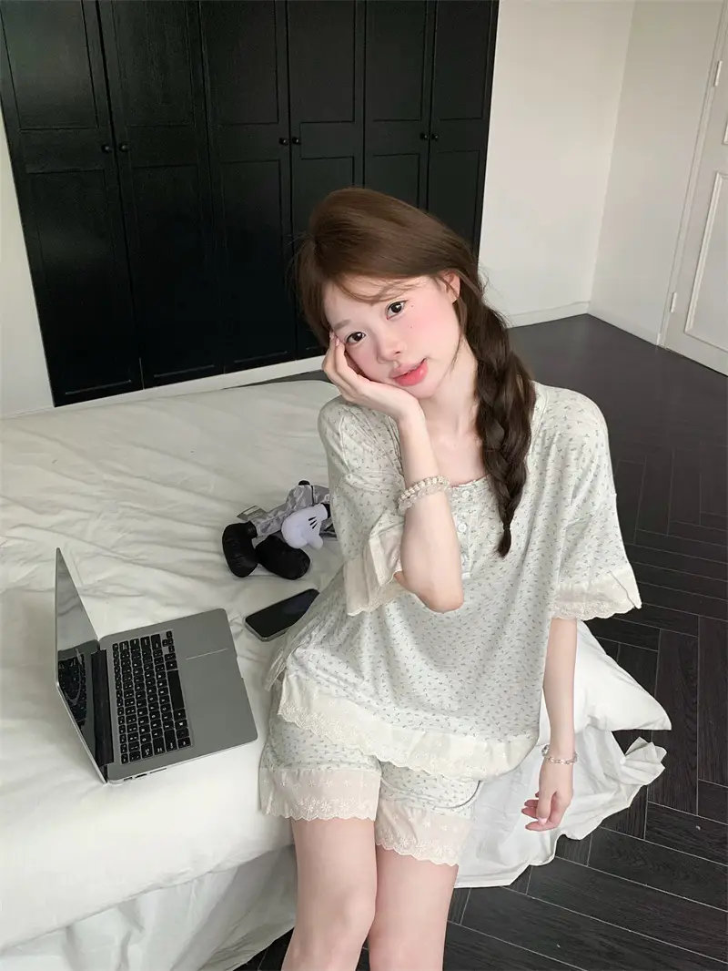 한국 스타일 소프트 플라워 홈웨어 세트 상세 이미지 10