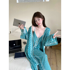 批发实拍  松弛感花纹印花简约带胸垫家居服<b class='q'>睡衣</b><b class='q'>套装</b>