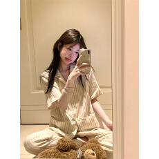 批发实拍   简约可爱星星舒适<b class='q'>纯棉</b>短袖长裤<b class='q'>家居服</b>睡衣套装