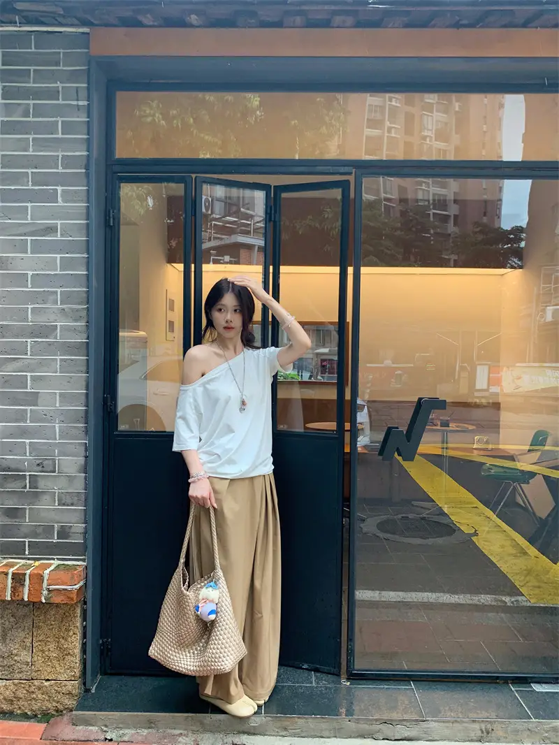 원숄더 오프숄더 반소매 티셔츠 상세 이미지 7