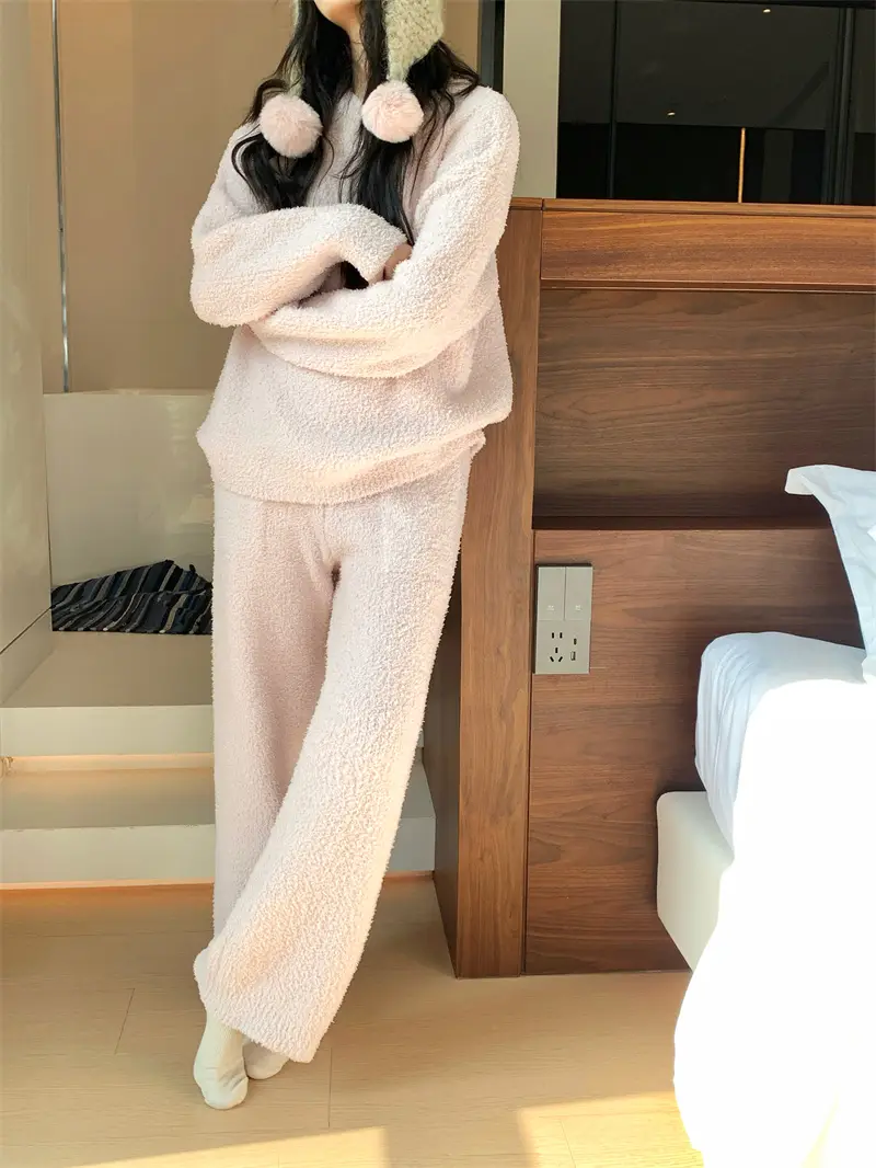 순수한 둥근 목 반모직 홈웨어 세트 상세 이미지 7