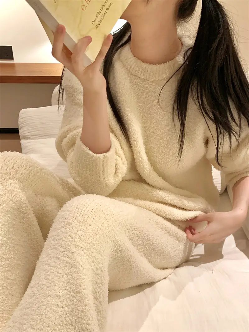 순수한 둥근 목 반모직 홈웨어 세트 상세 이미지 23