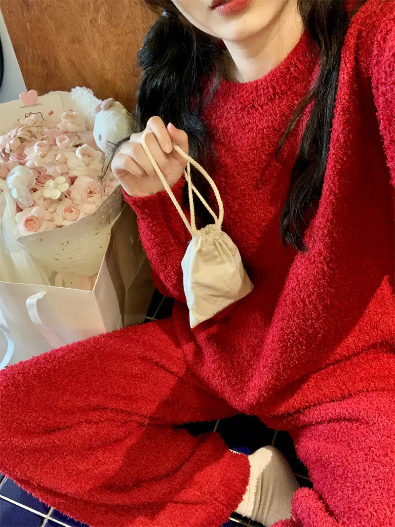 순수한 둥근 목 반모직 홈웨어 세트 상세 이미지 27