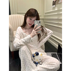 批发实拍 舒适透气亲肤甜美蝴蝶结含胸垫家居服<b class='q'>三件套</b><b class='q'>睡衣</b>套装