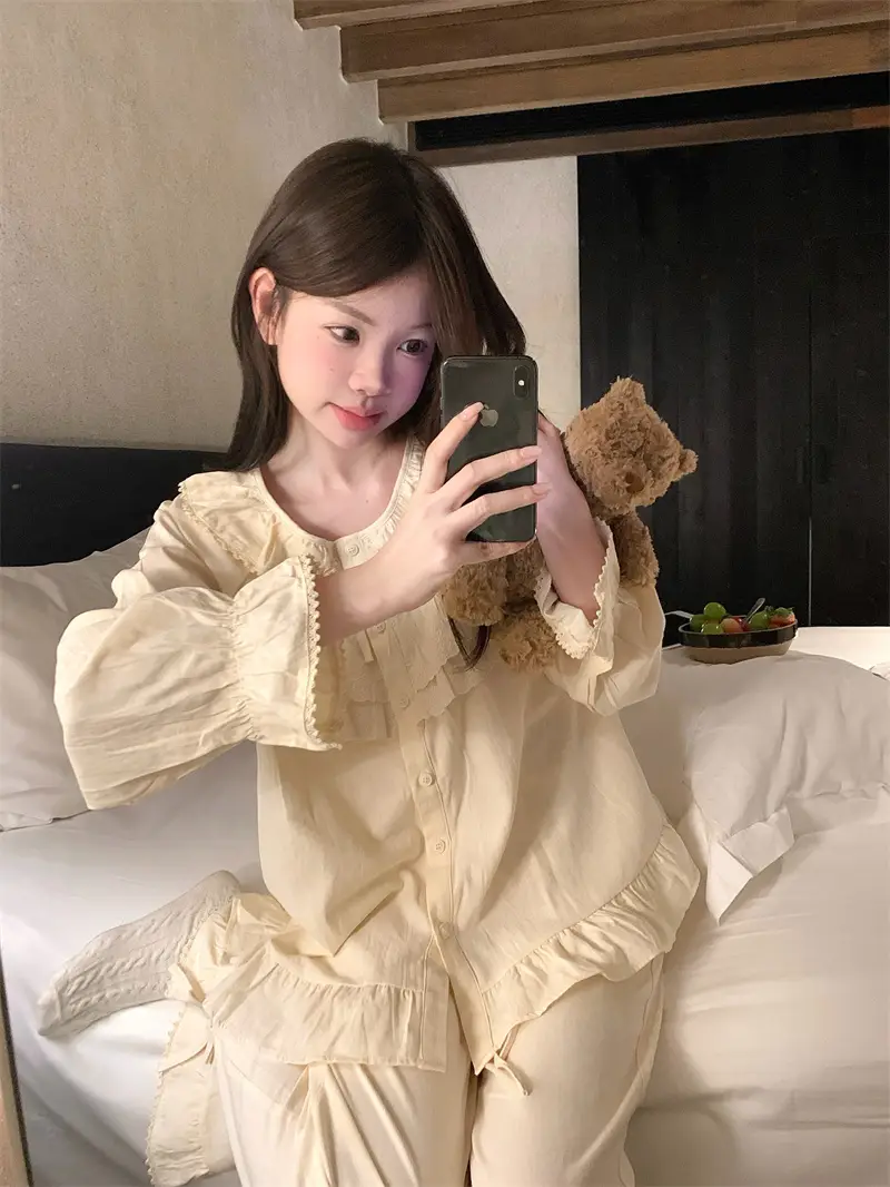 순면 레이스 하트 넥 홈웨어 세트 상세 이미지 10