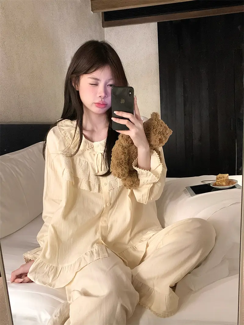 순면 레이스 하트 넥 홈웨어 세트 상세 이미지 11