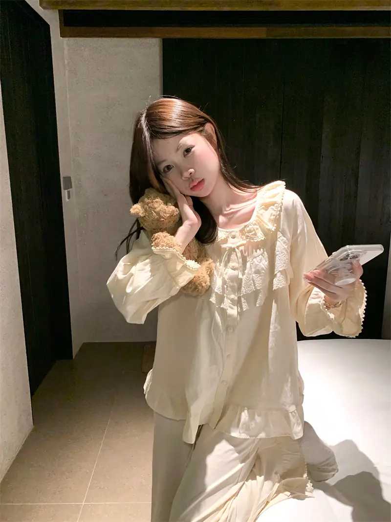 순면 레이스 하트 넥 홈웨어 세트 상세 이미지 12