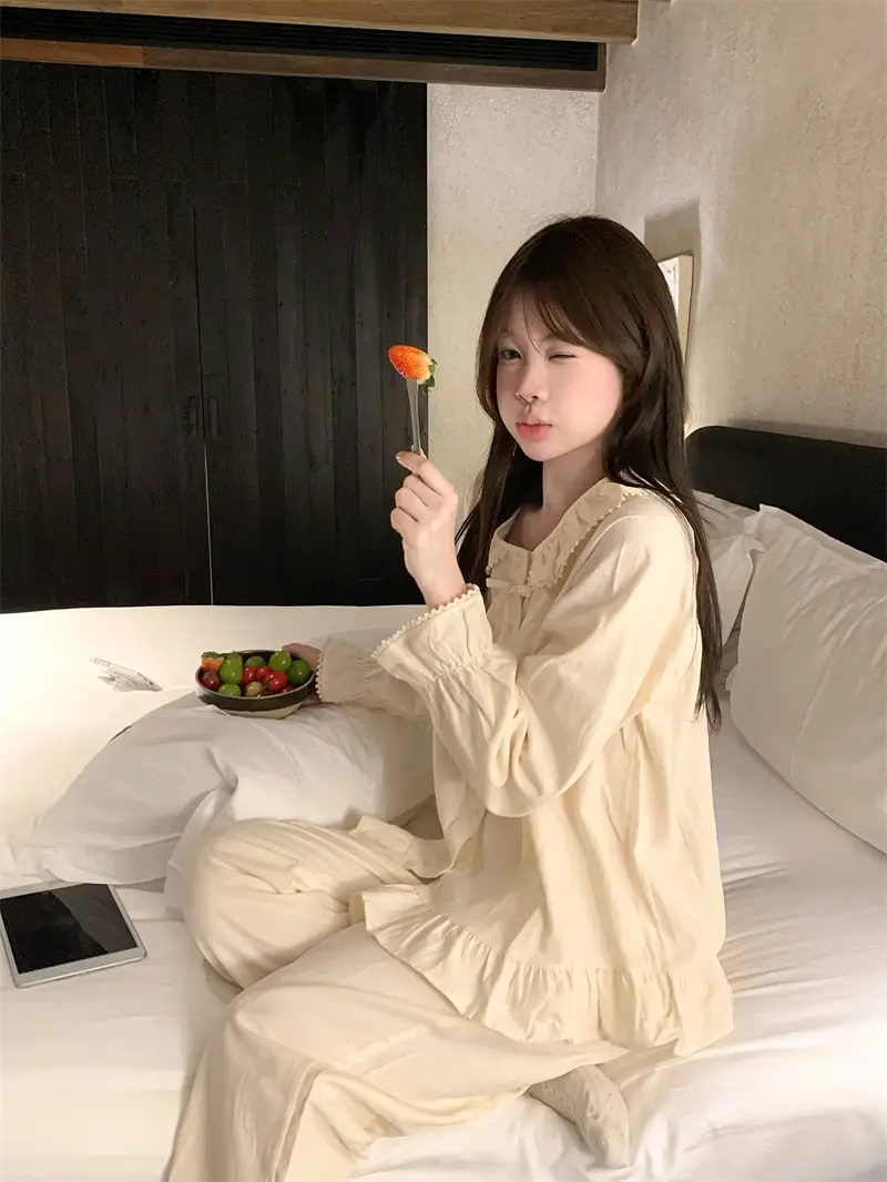 순면 레이스 하트 넥 홈웨어 세트 상세 이미지 13