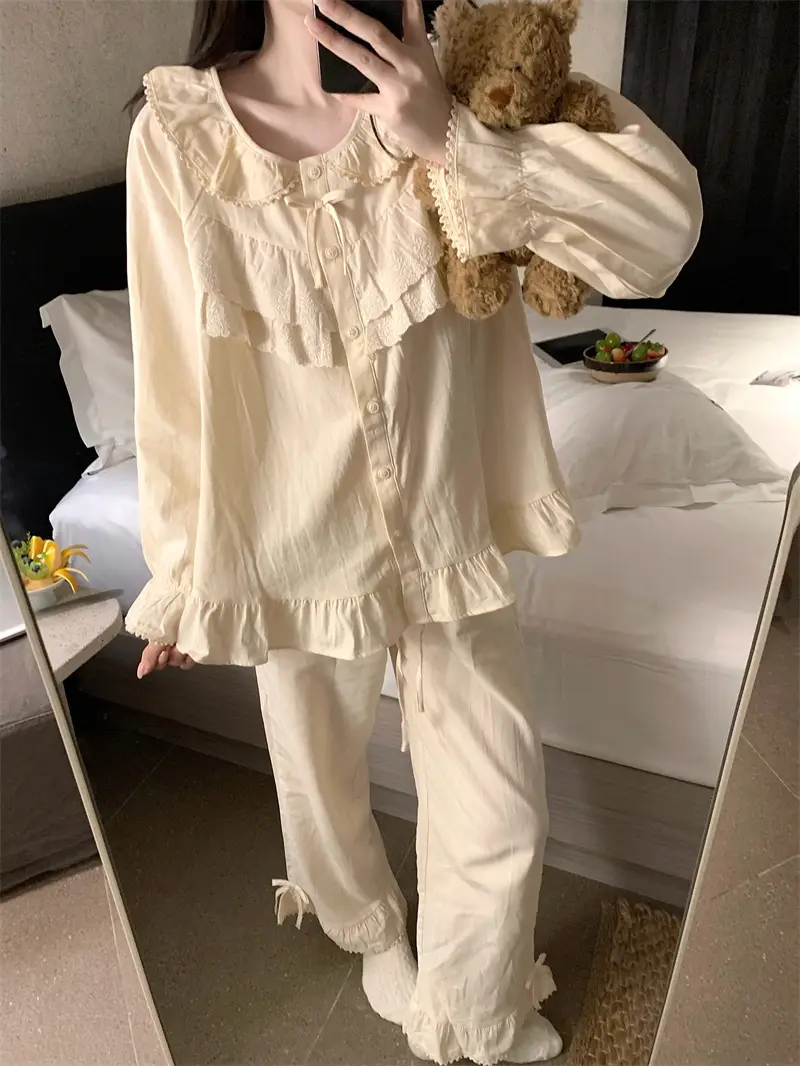순면 레이스 하트 넥 홈웨어 세트 상세 이미지 14